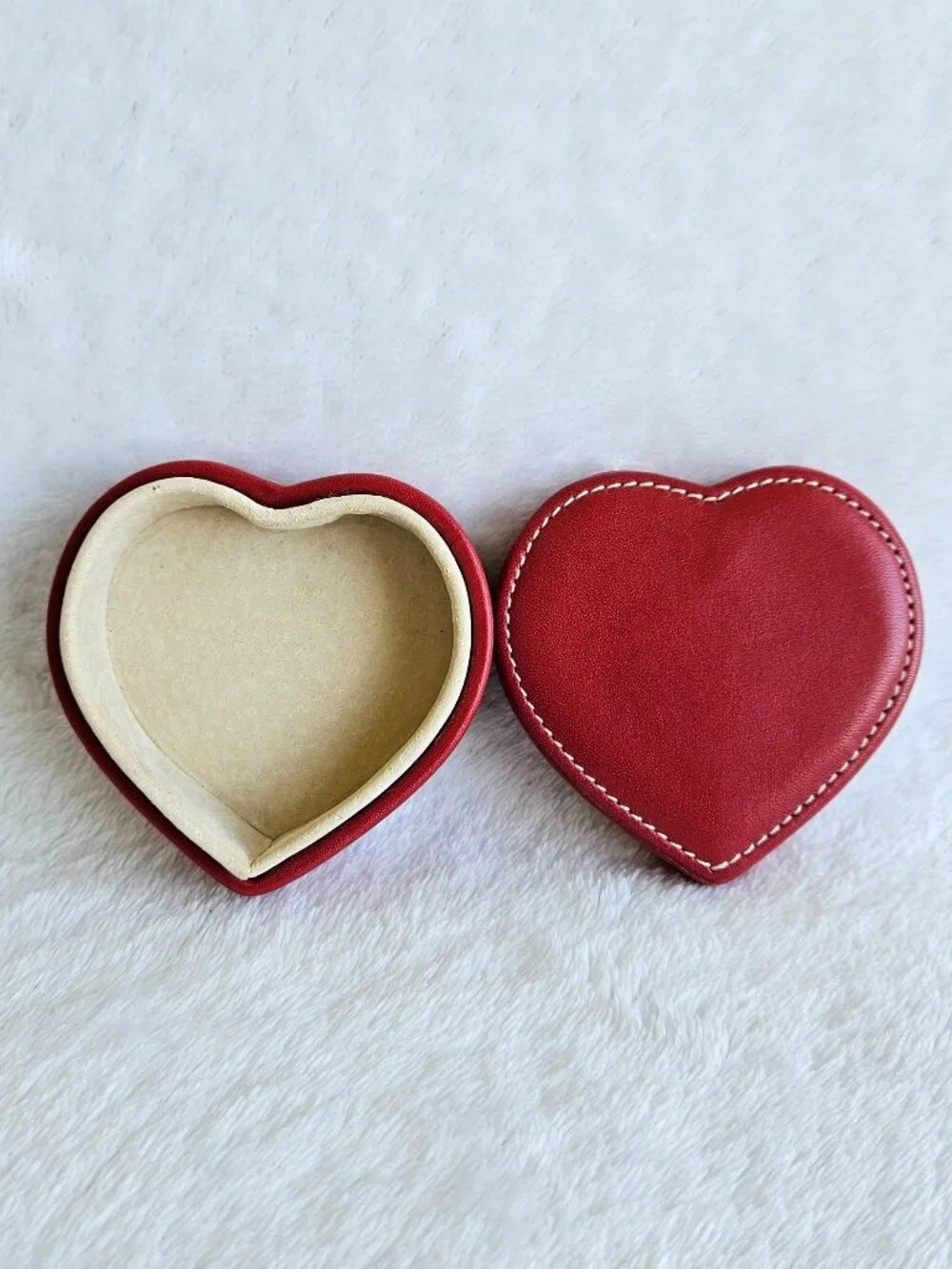 Mini Coach Y2K Red Leather Heart Jewelry Box Ring Necklace & Earring Storage